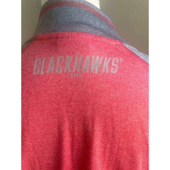 NHL Men’s Chicago Blackhawk Red Gray Long Sleeve  1/4  Zip Shirt w/ Pockets M - Picture 5 of 8